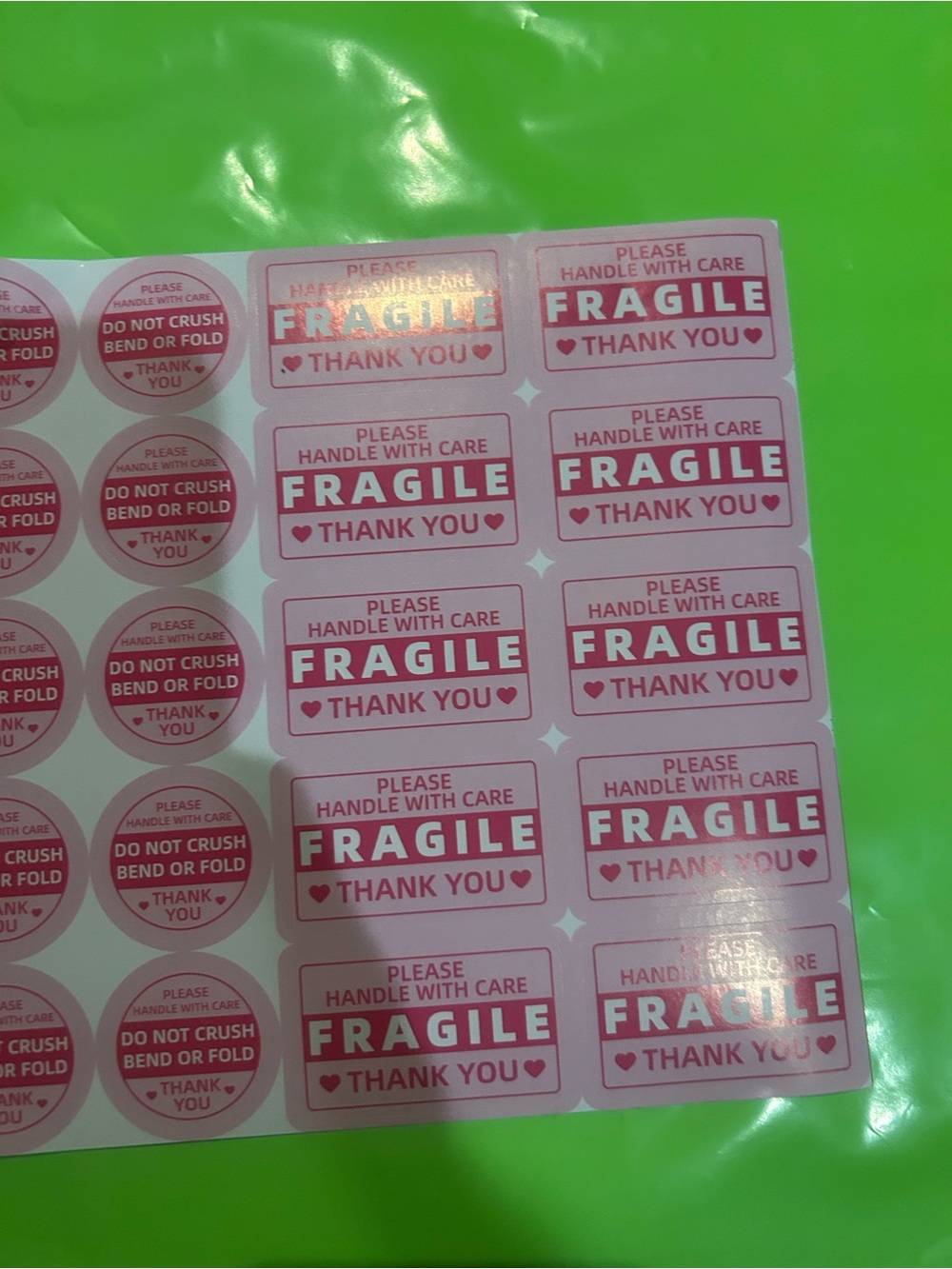 15 Lime green Polly mailers and Do Not Crush Sticker/fragile - Picture 4 of 4